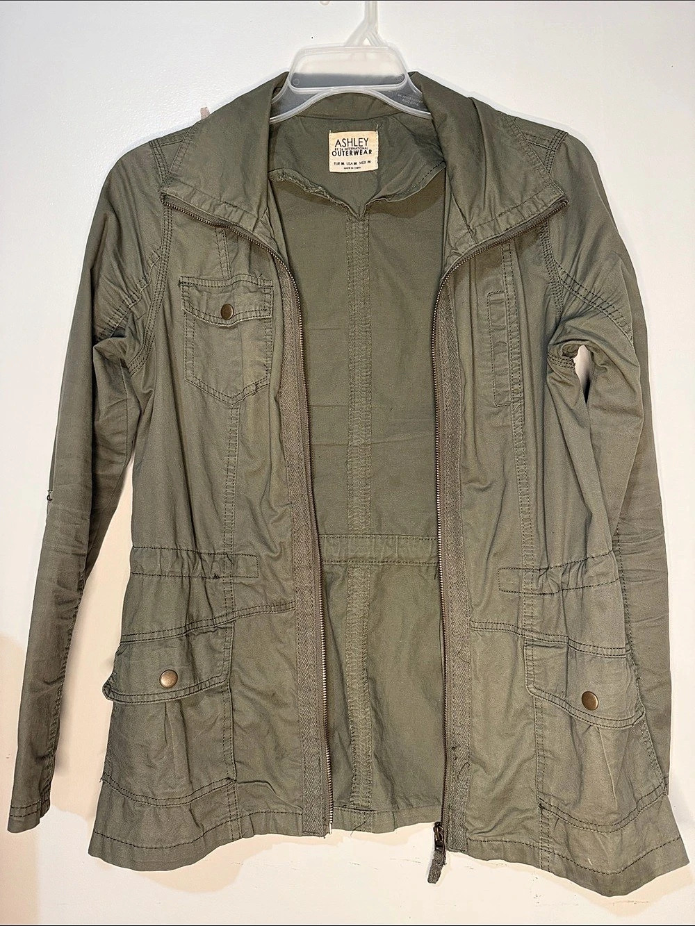 Ashley by 26 International Outerwear Women's Cotton Utility Jacket in Green Size